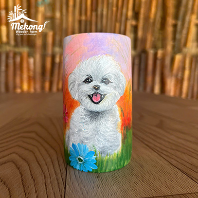 Bamboo cup with painted pattern #lLT00123